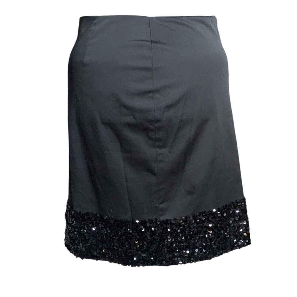 Corporate Goth Black Sequin Hem‎ Pencil Skirt XL